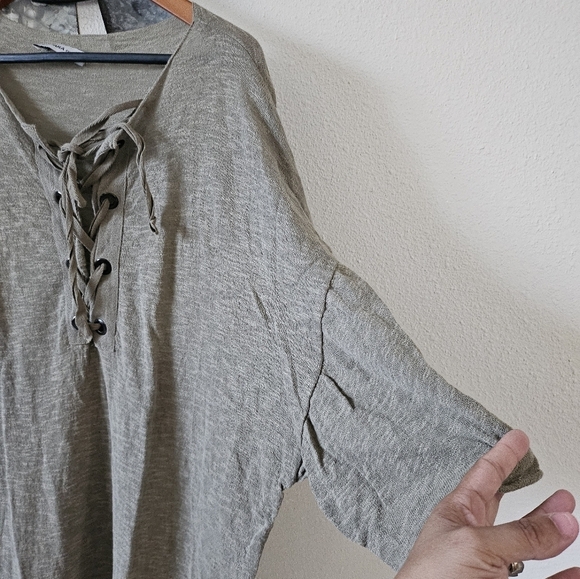 Zara Knit Olive Green women's Lightweight Tie Front Short Sleeve Dress Size S. - Picture 4 of 5